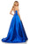 Sherri Hill - 52821 Satin Lace-Up Back V- Neckline A Line Dress In Blue