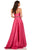Sherri Hill - 52838 Ruched Bodice Asymmetrical High Slit Gown In Pink