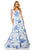 Sherri Hill - 52863 Square Taffeta Ball Gown In White and Blue