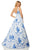 Sherri Hill - 52863 Square Taffeta Ball Gown In White and Blue