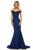 Sherri Hill - 52874 Off-Shoulder Lace Mermaid Evening Gown In Blue