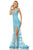 Sherri Hill - 52875 Plunging V-Neck Lace Long Dress In Blue