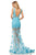 Sherri Hill - 52875 Plunging V-Neck Lace Long Dress In Blue