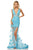 Sherri Hill - 52875 Plunging V-Neck Lace Long Dress In Blue