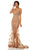Sherri Hill - 52875 Plunging V-Neck Lace Long Dress In Brown
