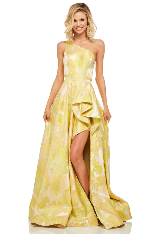 Sherri Hill - 52882 Asymmetric A-line Long Dress In Yellow