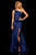 Sherri Hill - 52886 Long Asymmetric Neck Satin Mermaid Dress In Blue
