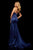 Sherri Hill - 52886 Long Asymmetric Neck Satin Mermaid Dress In Blue