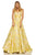 Sherri Hill - 52899 Deep V-Neckline A-line Long Dress In Yellow