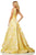Sherri Hill - 52899 Deep V-Neckline A-line Long Dress In Yellow
