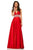 Sherri Hill - 52906 Pleated Plunging V-Neck Gown with Slit In Red
