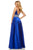Sherri Hill - 52906 Pleated Plunging V-Neck Gown with Slit In Blue