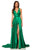 Sherri Hill - 52922 Satin V- Neckline A Line Dress With Sultry Slit In Green