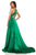 Sherri Hill - 52922 Satin V- Neckline A Line Dress With Sultry Slit In Green