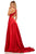 Sherri Hill - 52922 Satin V- Neckline A Line Dress With Sultry Slit In Red