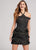 Ellie Wilde - EW21812S Sequined Lace Halter Fitted Dress in Black