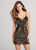 Ellie Wilde - EW21826S Sequined Fitted Plunging Cocktail Dress in Gold