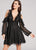 Ellie Wilde - EW21810S Allover Lace Deep V-neck Cocktail Dress in Black