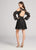 Ellie Wilde - EW21810S Allover Lace Deep V-neck Cocktail Dress in Black