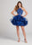 Ellie Wilde - EW21830S Embroidered Bodice Ruffled Cocktail Dress in Blue