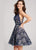 Ellie Wilde - EW21862S Strappy Back Sheer Illusion Lace Cocktail Dress in Blue