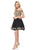 Lenovia - 8124 Gold Lace Appliqued Off Shoulder A-Line Dress In Black