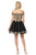 Lenovia - 8124 Gold Lace Appliqued Off Shoulder A-Line Dress In Black