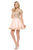 Lenovia - 8124 Gold Lace Appliqued Off Shoulder A-Line Dress In Pink