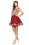 Lenovia - 8124 Gold Lace Appliqued Off Shoulder A-Line Dress In Red
