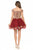Lenovia - 8124 Gold Lace Appliqued Off Shoulder A-Line Dress In Red