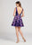 Ellie Wilde - EW21829S Floral Plunging A-Line Cocktail Dress in Purple and Multi-Color
