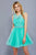 Nox Anabel - 6252 Embroidered Bodice Tulle Short Party Dress in Green