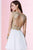 Alyce Paris - 3653 Illusion Bateau Gold Beaded Cutout A-Line Dress in White and Gold