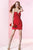 Alyce Paris - Strapless Jewel Adorned Ruched Sweetheart Short Chiffon Dress 4413 In Red