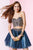 Alyce Paris - 4433 Two Piece Beaded Lace Tulle Cocktail Dress In Blue and Neutral
