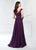 Mon Cheri Beaded Lace V-neck Chiffon A-line Gown 218911 in Purple