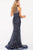 59025 High Neck Sheer Embellished Fitted Dress