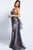 JVN53188 Embellished Deep V-neck Ruffled Sheath Dress