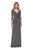 La Femme - 26419 Plunging V-neck Glitter Jersey Sheath Dress In Silver