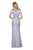 La Femme - 27244 Short Sleeve Bejeweled Scoop Neck Gown In Silver