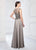 Montage by Mon Cheri - 218907 Beaded V-neck Stretch Crepe A-line Gown in Gray