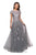 La Femme - 26907 Lace Applique Bateau A-line Dress In Silver