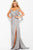 Jovani - Surplice Off Shoulder Satin Draped Gown JVN50409 in Silver