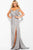 JVN50409 Surplice Off Shoulder Satin Draped Gown