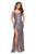 La Femme - 26974 Sequined Scoop Fitted Gown with Slit In Silver