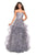 La Femme - 27620 Appliqued Sweetheart Bodice Tiered Tulle Gown In Gray and Silver
