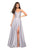 La Femme - 27634 Rhinestone Embellished A-Line Gown with Slit In Silver