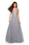 La Femme Gigi - 27688 Illusion Plunging Rhinestone Embellished Gown In Silver
