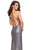 La Femme - 26974 Sequined Scoop Fitted Gown with Slit In Silver