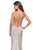 La Femme - 27519 Seamed Strappy Evening Dress with Slit In Silver